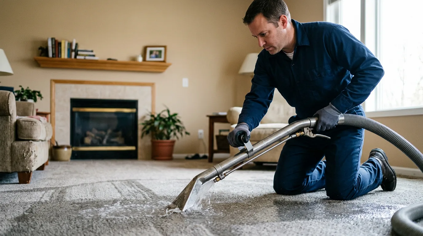 Water damage restoration technician working near Renault, IL